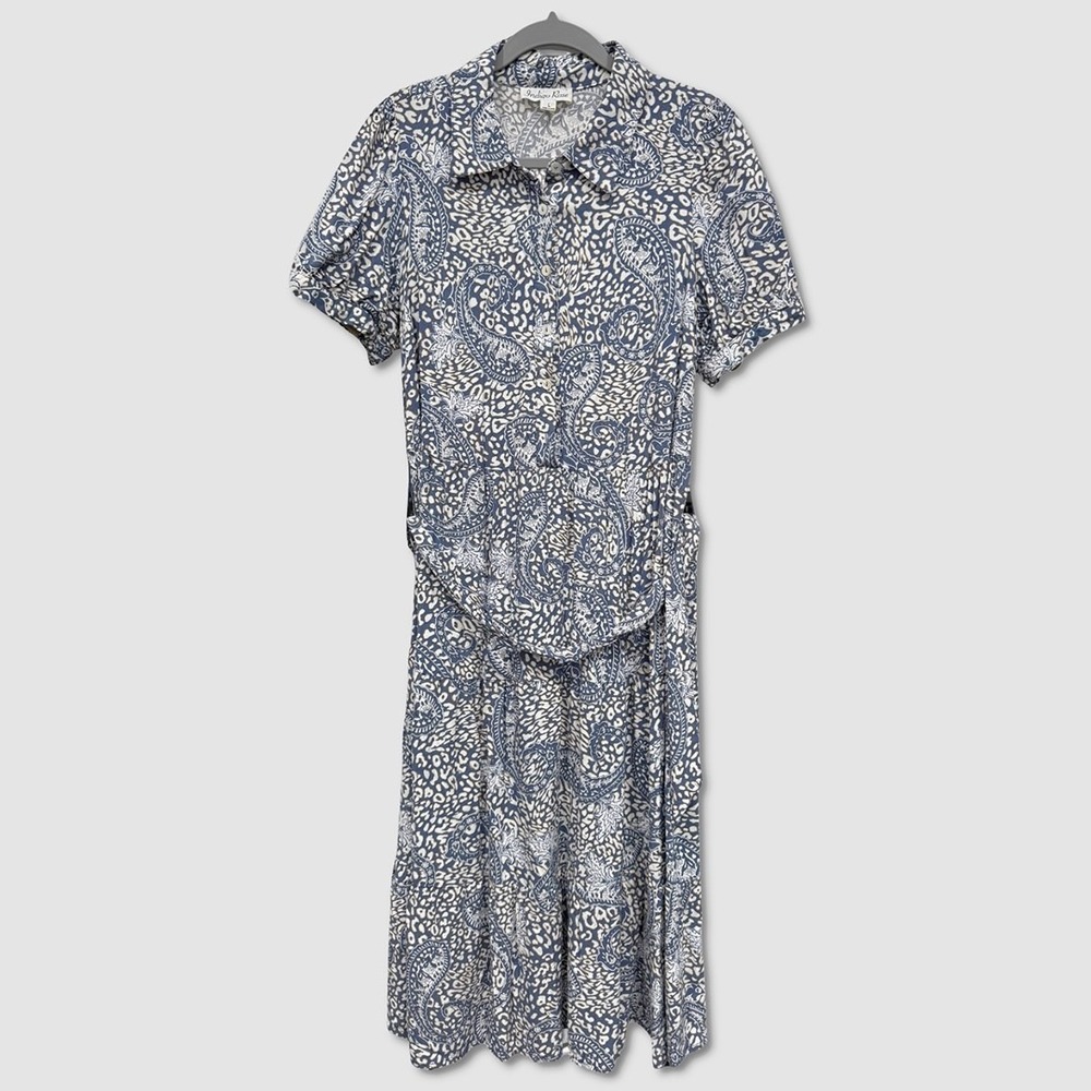 Womens Indigo Rose Dress - Size Large Blue / Tan / White - #47692-J10